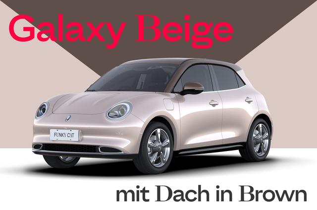 Einzigartiges Heckdesign des ORA Funky Cat. Heckansicht eines roten ORA Funky Cat mit durchgehender LED-Lichtleiste.